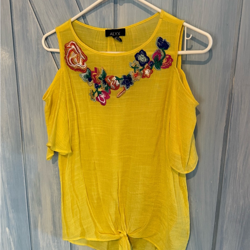 Alyx Yellow Sleeveless Embellished Blouse